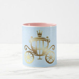 Elegante Gouden Wagen Blauwe Verhalenboek Prinses Mok