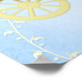 Elegante Gouden Wagen Blauwe Verhalenboek Prinses Poster (Hoek)