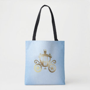 Elegante Gouden Wagen Blauwe Verhalenboek Prinses Tote Bag
