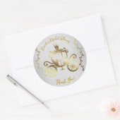 Elegante Gouden Wagens Witte Sprookjesboek Royal Ronde Sticker (Envelop)