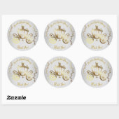 Elegante Gouden Wagens Witte Sprookjesboek Royal Ronde Sticker (Vel)