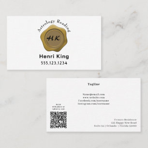 Elegante gouden waszegel monogram initiaal visitekaartje