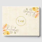 Elegante gouden waterverf bloemige trouwfoto gastenboek (Achterkant)