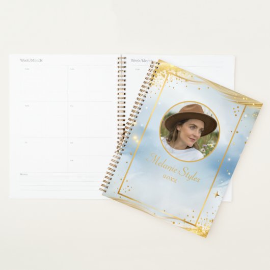 Elegante gouden waterverf foto chic planner (Display)