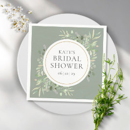 Elegante gouden waterverf groene bruiloftsdouche servet