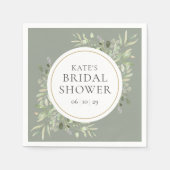 Elegante gouden waterverf groene bruiloftsdouche servet (Voorkant)