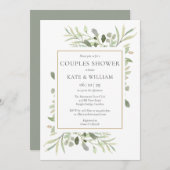 Elegante Gouden Waterverf Groene Couples Bruilofts Kaart (Voorkant / Achterkant)