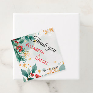 Elegante gouden Waterverf Holly Christmas Favoriet Bedankjes Labels