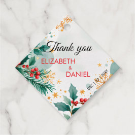 Elegante gouden Waterverf Holly Christmas Favoriet Bedankjes Labels