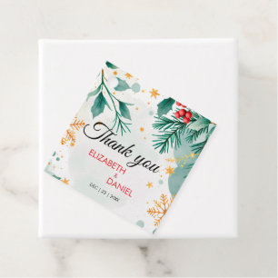Elegante gouden Waterverf Holly Christmas Favoriet Bedankjes Labels