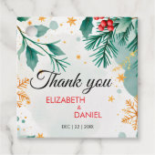 Elegante gouden Waterverf Holly Christmas Favoriet Bedankjes Labels (Voorkant)