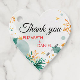 Elegante gouden Waterverf Holly Heart Christmas Bedankjes Labels