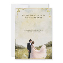 Elegante gouden Waterverf huwelijksuitnodiging | R