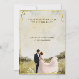 Elegante gouden Waterverf huwelijksuitnodiging | R Kaart