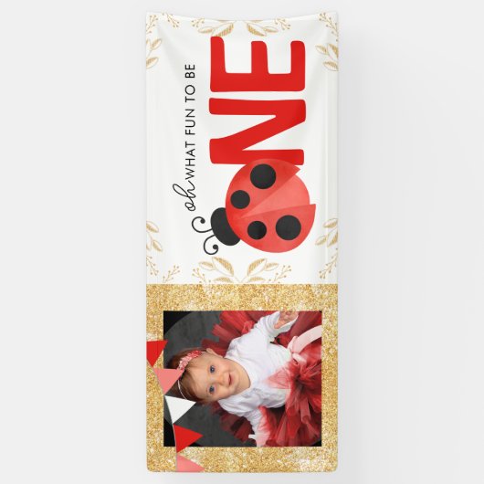 Elegante gouden Waterverf lieveheersbeestje EEN fo Spandoek (Verticaal)