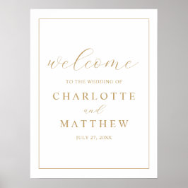 Elegante gouden welkomst-huwelijksaffiche poster