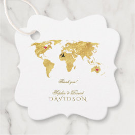 Elegante Gouden Wereldkaart Bestemming Trouwlocati Bedankjes Labels