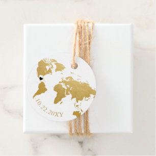 Elegante gouden wereldkaart favorabelabels bedankjes labels
