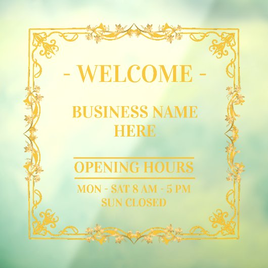 Elegante Gouden Wervel Frame Transparante Openings Raamsticker (Vel 3)