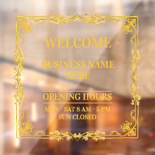 Elegante Gouden Wervel Frame Transparante Openings Raamsticker