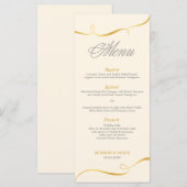Elegante gouden wervelende diner menu | Be-editbar (Voorkant / Achterkant)