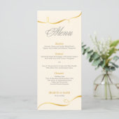 Elegante gouden wervelende diner menu | Be-editbar (Staand voorkant)