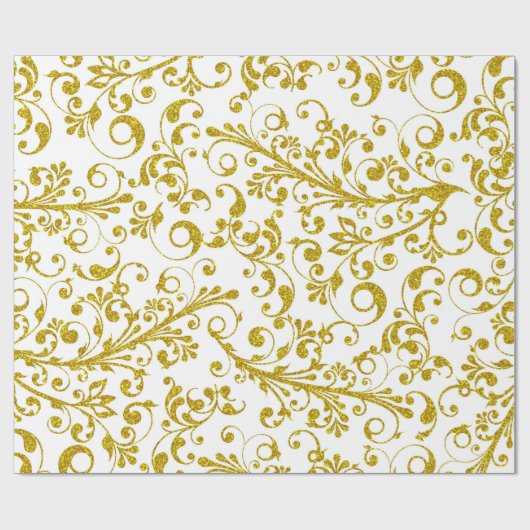 Elegante gouden wervelingen cadeaupapier (Vlak)