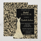 Elegante gouden wervelingen, glitter jurk Vrijgeze Kaart (Voorkant / Achterkant)