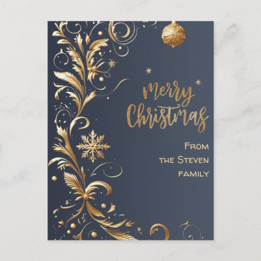 Elegante gouden wervelingen kerst briefkaart (Voorkant)