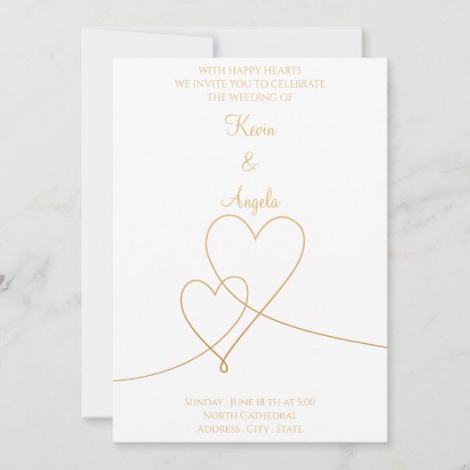 Elegante gouden wieden uitnodiging (Voorkant)