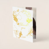 Elegante Gouden Wijn Bordeauxroze Krans Foto Echt Folie Kaarten (Voorkant)