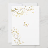 Elegante Gouden Wijnranken Vlinders Bruiloft Kaart (Achterkant)