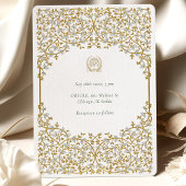 Elegante gouden wijnstok bruiloft uitnodiging suit