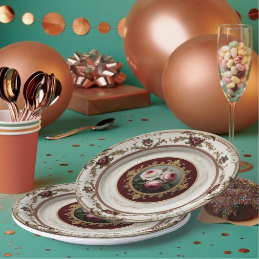 Elegante gouden wilde bloem Keramische bruiloft Papieren Bordje (Multi)