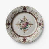 Elegante gouden wilde bloem Keramische bruiloft Papieren Bordje (Voorkant)