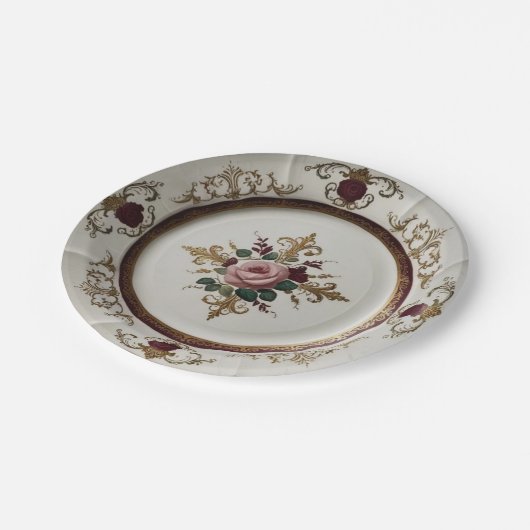 Elegante gouden wilde bloem Keramische bruiloft Papieren Bordje (Gekanteld)