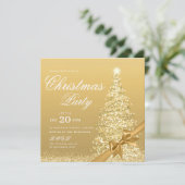 Elegante gouden winter kerstboom strik kaart (Staand voorkant)