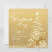 Elegante gouden winter kerstboom strik kaart (Voorkant)
