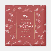 Elegante gouden winter laat rode kerst achter magneet (Voorkant)