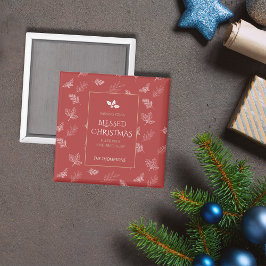 Elegante gouden winter laat rode kerst achter magneet