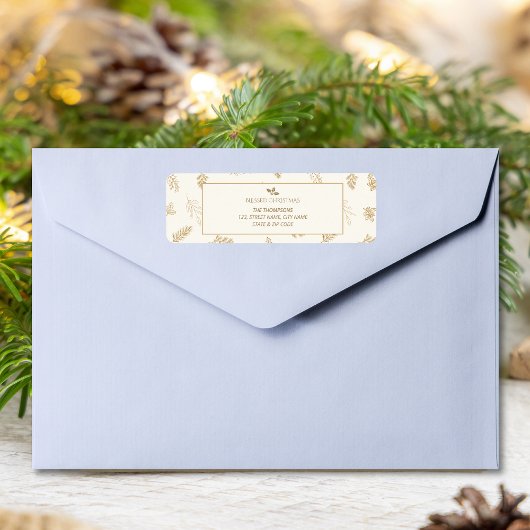 Elegante gouden winterbladeren etiket