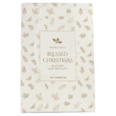 Elegante gouden winterbladeren Mistletoe Medium Cadeauzakje (Voorkant)