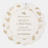 Elegante gouden winterbladeren Mistletoe Ornament Kaart (Voorkant)