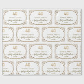 Elegante Gouden Witte Art Deco 40e Verjaardag Cadeaupapier (Vlak)