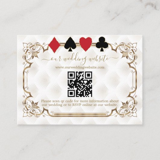 Elegante gouden witte Art Deco QR Code bruiloft Informatiekaartje (Voorkant)