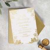 Elegante gouden witte bloem 50ste bruiloft Jubileu Folie Uitnodiging