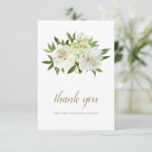 Elegante gouden witte bloem moderne begrafenis bedankkaart (Staand voorkant)