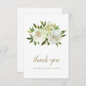 Elegante gouden witte bloem moderne begrafenis bedankkaart (Voorkant / Achterkant)