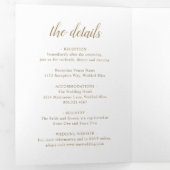 Elegante gouden witte bloem moderne bruiloft drieluik uitnodiging (Binnenzijde eerst)