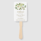 Elegante gouden witte bloem moderne bruiloft progr handwaaier (Voorkant)